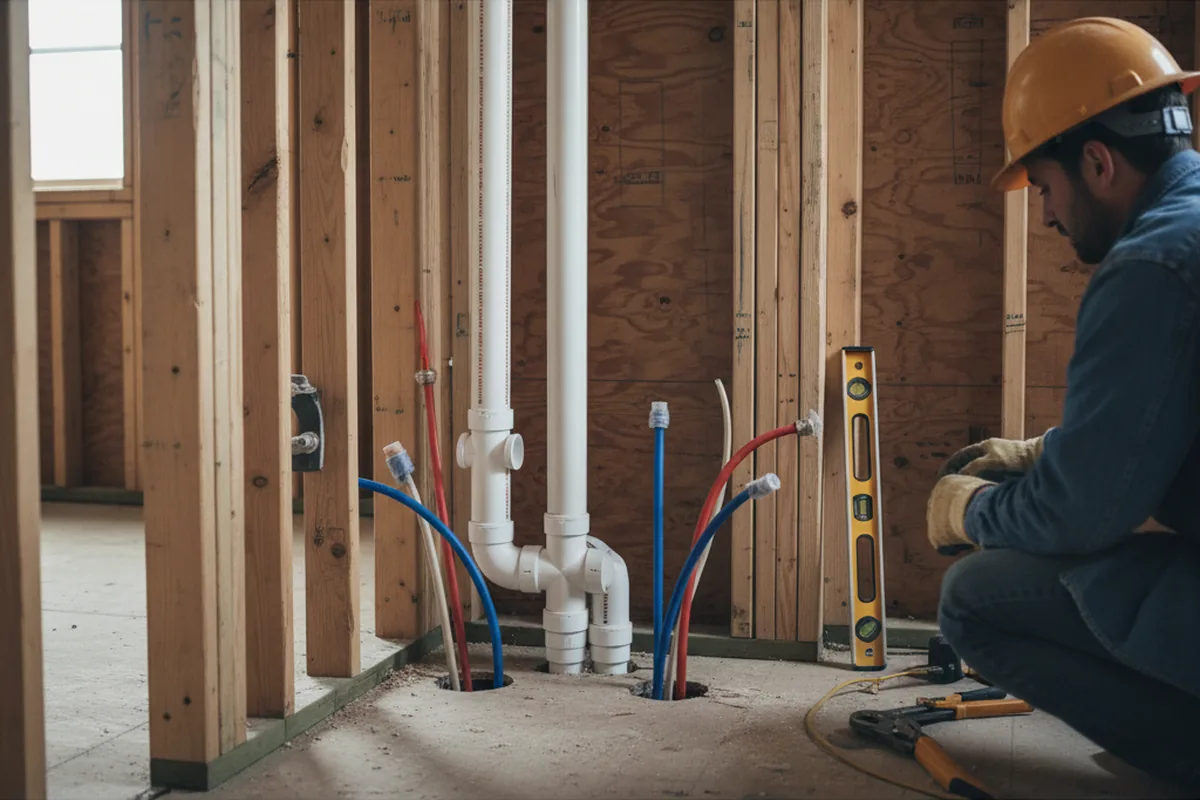 Drain and supply rough-in during Garbage Disposal Repair in Goodman