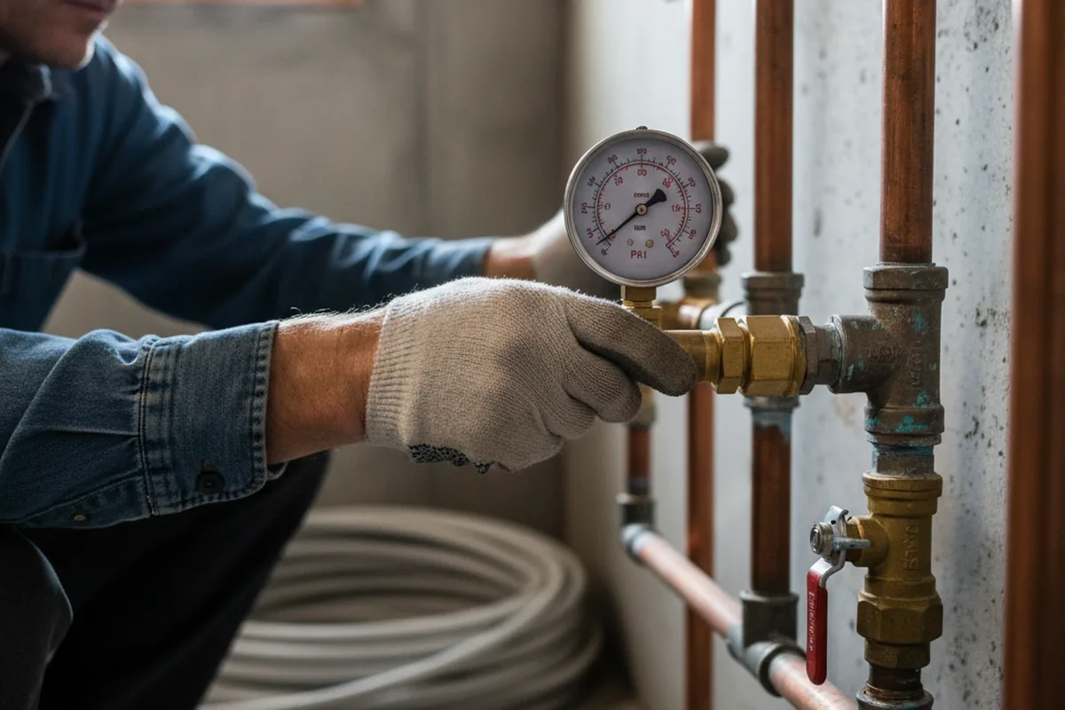 Pressure testing a repaired line during Water Line Repair in Goodman